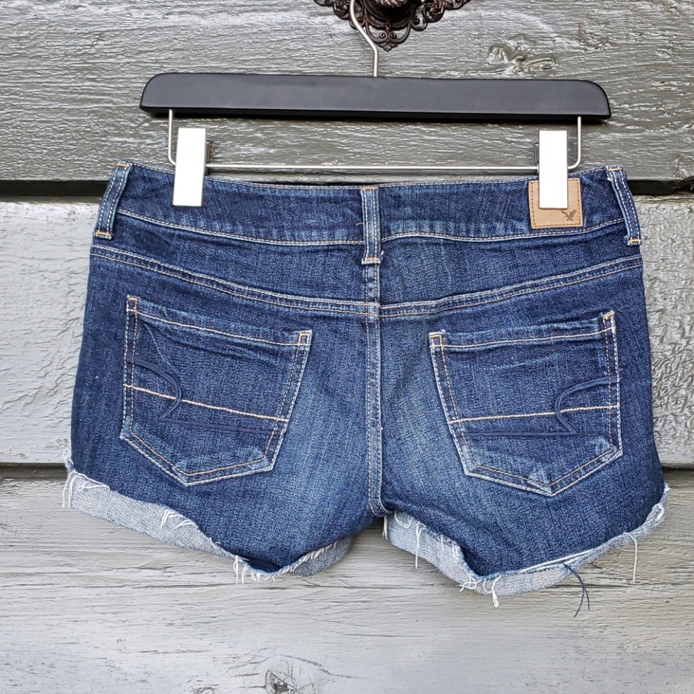 AMERICAN EAGLE Distressed Demim Jean Shorts sz 2 - Picture 3 of 6